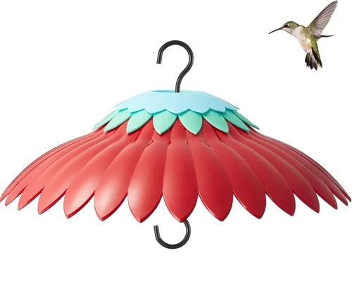 Beserie Comedero para Pájaros Protector Meteorológico Cubierta de Cúpula Roja Protección contra Lluvia para Comederos de Colibríes con Foso