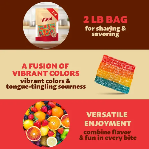 Miniatura 4 de Sour Mini Belts Gummy Candy Bolsa de 2 libras Golosinas lijadas con azúcar