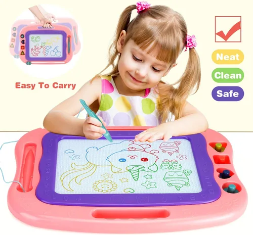 Miniatura 3 de Wellchild Tablero magnético de dibujo, juguetes para niñas y niños de 3 años, tablero magnético de garabatos para niños, almohadilla de dibujo