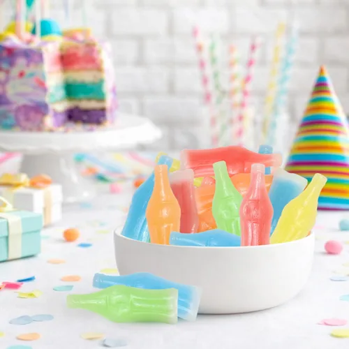 Miniatura 5 de Wax Bottles Candy - Bolsa a granel de 1 libra, botellas clásicas de refresco de cera con centro de jugo dulce, sabores surtidos, golosinas retro