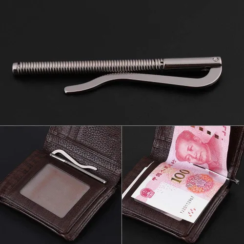 Miniatura 4 de Clip de resorte para cartera, 5 piezas Durable sin deformación Dinero Primavera Clip Herramienta para Billetera de Cuero Bifold Titular