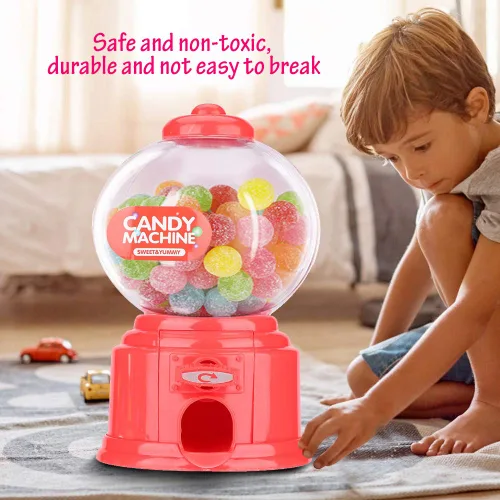 Miniatura 2 de Fdit Máquina portátil de caramelo para niños Mini dispensador de bolas de goma de plástico Regalo de jardín de infantes para niños (rojo)