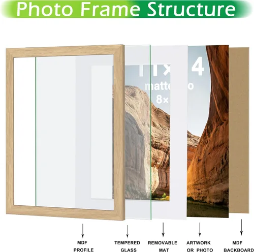 Miniatura 4 de FrameWorks Marcos de fotos clásicos de madera 4 x 6 con vidrio templado, roble natural, paquete de 6 Roble natural-6