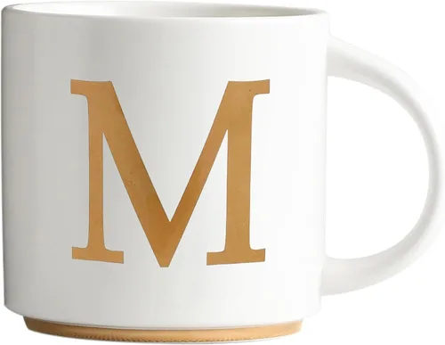 Miniatura 14 de COLLECTIVE HOME - Tazas de cerámica con monograma, tazas de café con inicial dorada de 15 onzas, elegantes tazas de té del alfabeto, elegante taza p