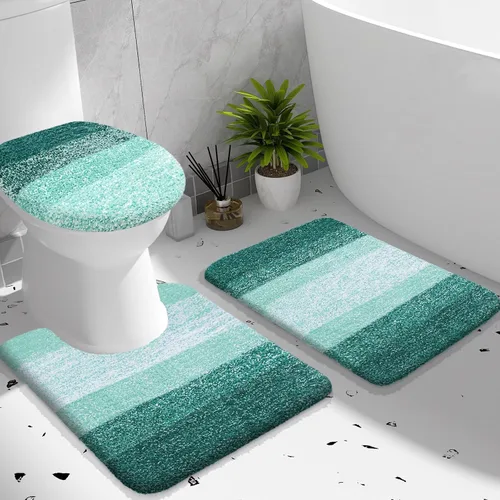 Miniatura 37 de OLANLY Juego de alfombras de baño de 3 piezas, alfombra de baño de microfibra suave absorbente, alfombra de contorno en forma de U para inodoro