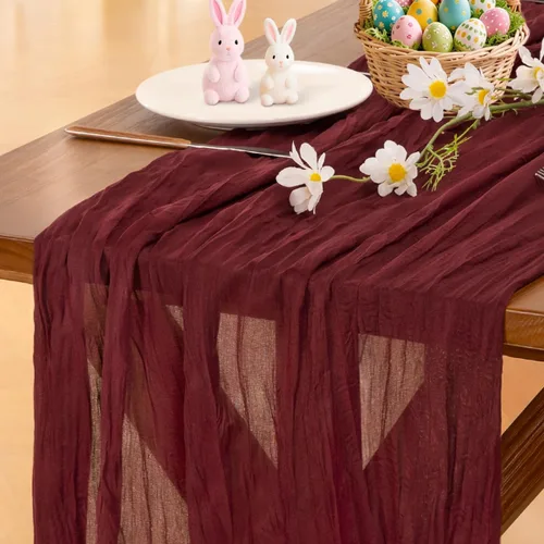 Miniatura 51 de Socomi - 10 caminos de mesa de gasa, estilo bohemio y rústico, para primavera, Pascua, bodas, fiestas, baby showers, cumpleaños y decoración, 120