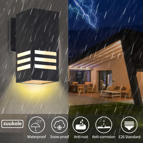 Miniatura 2 de Farol de pared para exteriores, lámpara exterior – Listado ETL, aluminio antioxidante, impermeable, montaje en pared, diseño rectangular – 1