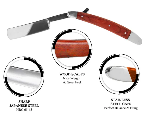 Miniatura 3 de Profesional Kit de Maquinilla de Afeitar Recta Con Strop, Brocha De Afeitar, Cuero Strop - Navaja de Barbero Navaja de Barbero