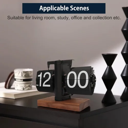 Miniatura 7 de Reloj de escritorio abatible, reloj digital retro de mesa abatible, decoración moderna de mediados de siglo, funciona con pilas, funciona