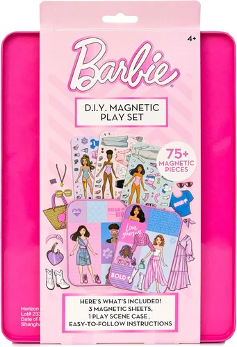 Miniatura 7 de Barbie D.I.Y. Juego magnético de 75 piezas, 3 muñecas magnéticas, manualidades para niños de 4 a 8 años, regalos de cumpleaños para niñas de 4 años