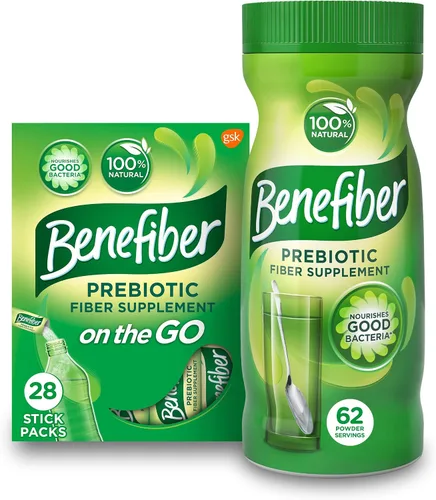 Benefiber Paquetes de polvo de suplemento de fibra dietética prebiótica diaria, 28 varillas, 3.92 onzas cada uno y Benefiber Daily Prebiótico