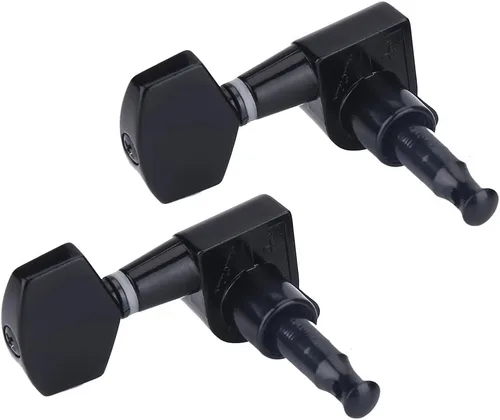 Miniatura 3 de 3 pares de clavijas de guitarra, 3L 3R negro cerrado de aleación de zinc cabezales de máquina para guitarra folk/eléctrica accesorios de actuación