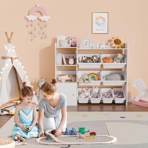 Miniatura 7 de Organizador de Almacenamiento de Juguetes para Niños Xilingol, Organizadores de Juguetes de 4 Niveles con 8 Cajones de Almacenamiento Removibles