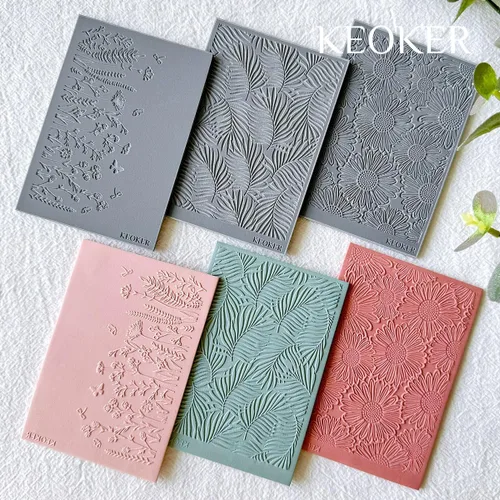 Miniatura 5 de KEOKER Juego de hojas de textura de arcilla polimérica, funciona con cortador de arcilla polimérica, el mismo efecto que el rodillo de textura
