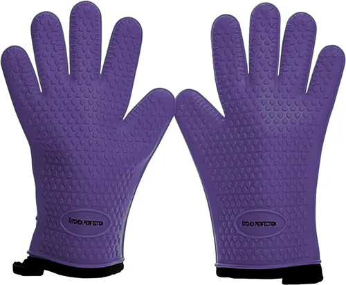 Miniatura 15 de KITCHEN PERFECTION Guantes de silicona para horno ahumador -Guantes de barbacoa extremadamente resistentes al calor-maneja la comida caliente