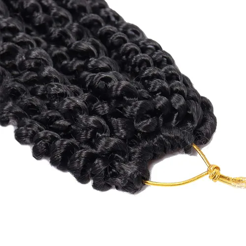 Miniatura 4 de Dorsanee Cabello Negro Passion Twist de 12 Pulgadas, 7 Paquetes, Cabello de Ganchillo de Ondas de Agua, Cabello Largo Bohemio Rizado para Trenzar