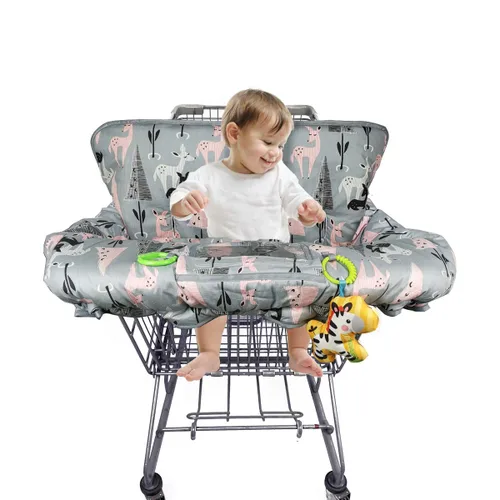 Miniatura 6 de ICOPUCA Funda para carrito de compras, 2 en 1, funda de carrito para bebés y silla alta, cubierta acolchada para carrito de comestibles para bebé