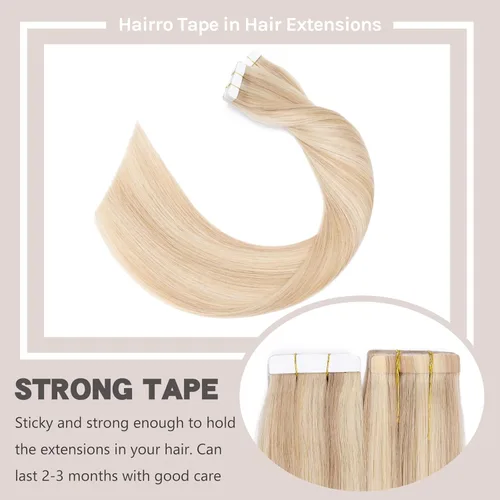 Miniatura 4 de Extensión de cabello humano Remy con cinta, 3.53 onzas (100 gramos), extensiones de cabello humano liso, trama sin costuras