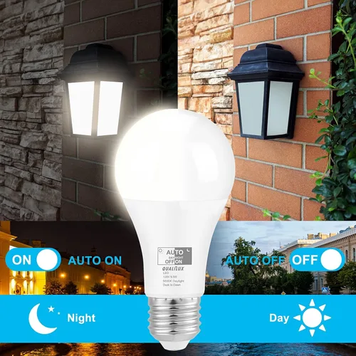 Miniatura 2 de Qualilux Bombillas LED A19 del atardecer al amanecer 850 LM, equivalente a 60 W, luz diurna, 9.5 W de eficiencia energética, A19, base E26, paquete