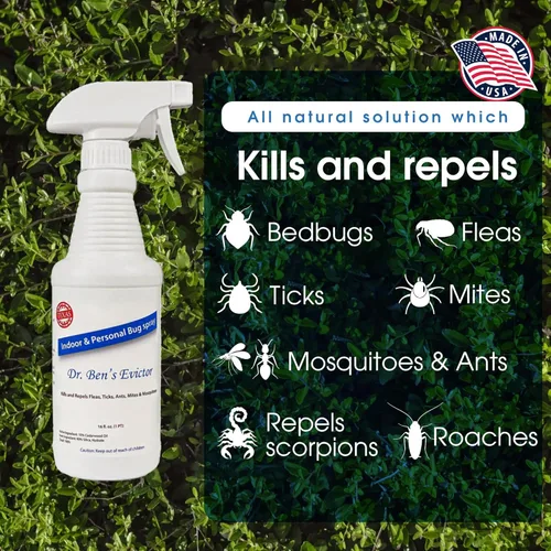Miniatura 2 de Dr. Ben's Evictor - Spray antiinsectos para interiores y personales, solución de acción rápida, ecológica y natural para defensa contra plagas