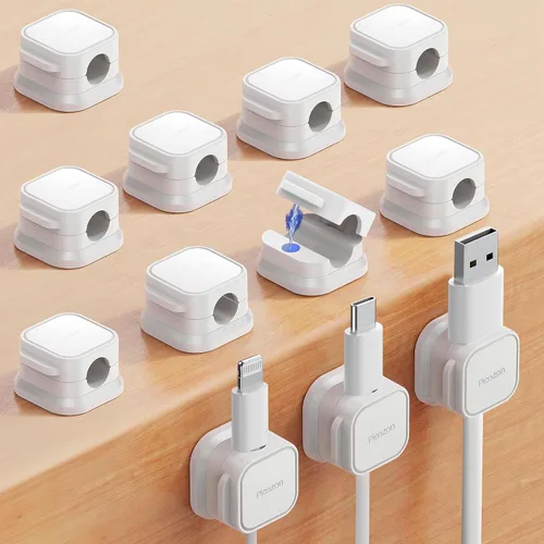 Miniatura 9 de Picozon - Paquete de 6 soportes magnéticos para cables, organizador de cables adhesivos Picozon para teléfono, cargador USB, organizador