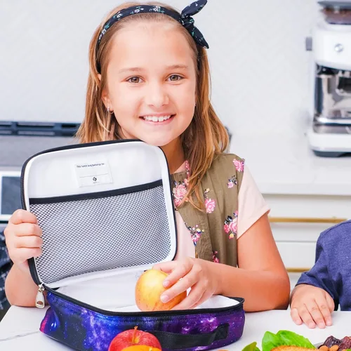 Miniatura 4 de Lonchera infantil, para niñas, adolescentes, mujeres, bolsa de almuerzo aislada, compartimentos de lados suaves, espaciosos, sin BPA, apto para Azul