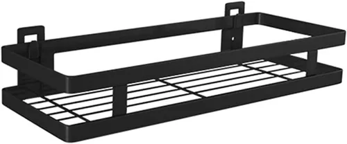 Miniatura 10 de qiuqiu Estante de almacenamiento de acero inoxidable montado en la pared, estante flotante negro, estante de especias para cocina, baño con varios