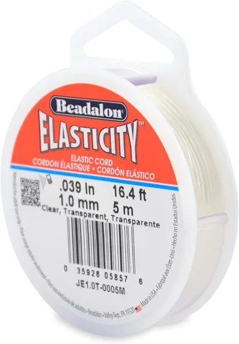 Miniatura 20 de Beadalon Elasticity - Cordón elástico (0,8 mm, 5 m), transparente