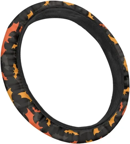 Miniatura 3 de Funda de volante de 15 pulgadas, naranja, para automóvil - Fundas de volante de auto de Batimóvil, accesorios de Halloween, de neopreno, Murciélago