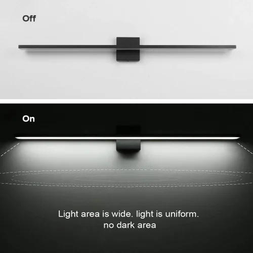 Miniatura 3 de Ralbay Moderna lámpara LED negra de 40 pulgadas, juego de baño todo en uno de 5 piezas, aluminio esmerilado de 38 W para accesorios de iluminación