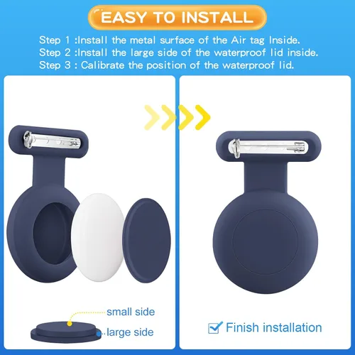 Miniatura 4 de Soporte impermeable compatible con AirTag para niños (paquete de 2), funda oculta con alfiler, clip de rastreador GPS compatible con Apple Air Tag