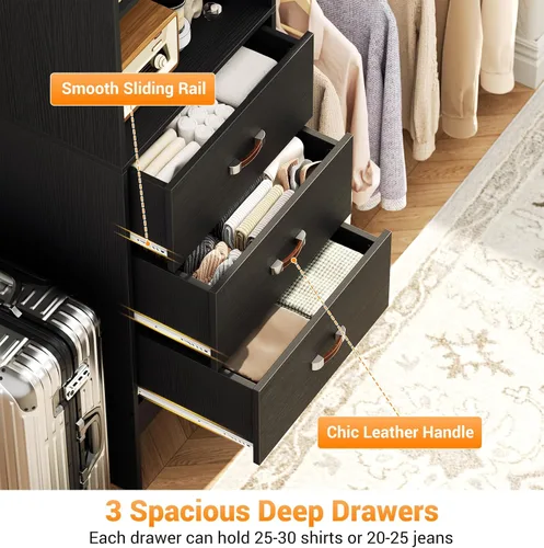 Miniatura 4 de Homieasy Sistema Organizador de Armario de 96 Pulgadas, Organizador de Armario Walk-In Personalizable de 8 Pies con Varillas para Colgar, Perchero