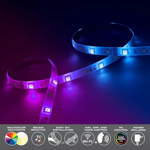 Miniatura 4 de XTREME Monster LED 16.4ft Smart Sound Reactive Multi-White Tira de luz LED para interiores con control de aplicación móvil, fácil montaje