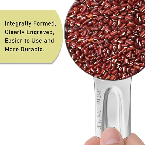 Miniatura 3 de 1 pieza 1-1/2 tazas (360ml, 12oz) Taza medidora única, cuchara medidora de acero inoxidable, medición métrica y en EE. UU., apta para lavavajillas