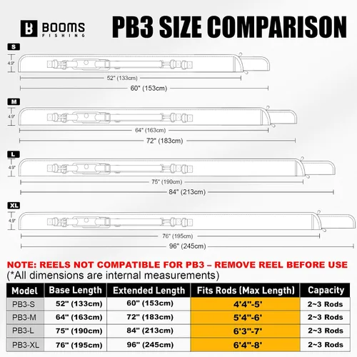 Miniatura 6 de Booms Fishing PB3 - Funda para caña de pescar de 4.4 pies a 5 pies, funda plegable portátil para caña de pescar con cremalleras bidireccionales