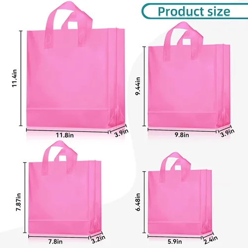 Miniatura 2 de Weewooday 100 bolsas de regalo de plástico esmerilado con asas para pequeñas empresas, bolsas de compras transparentes con parte inferior de cartón