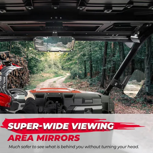 Miniatura 3 de KEMIMOTO UTV - Juego de espejos laterales y espejo central compatible con Polaris Ranger 500 900 1000 XP Defender con tubo perfilado Pro-Fit UTV