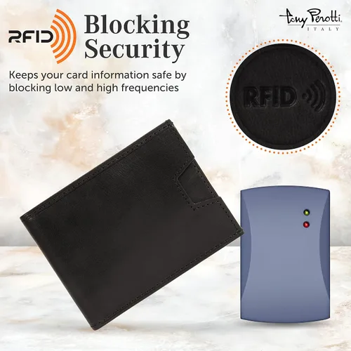 Miniatura 3 de Tony Perotti Cartera de piel italiana ultrafina RFID para hombre, bolsillo frontal con clip para dinero con ranuras para tarjetas de crédito
