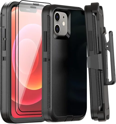 Miniatura 22 de Funda para iPhone 12 Mini con funda de clip para cinturón y 2 protectores de pantalla, funda de protección completa resistente de grado militar a