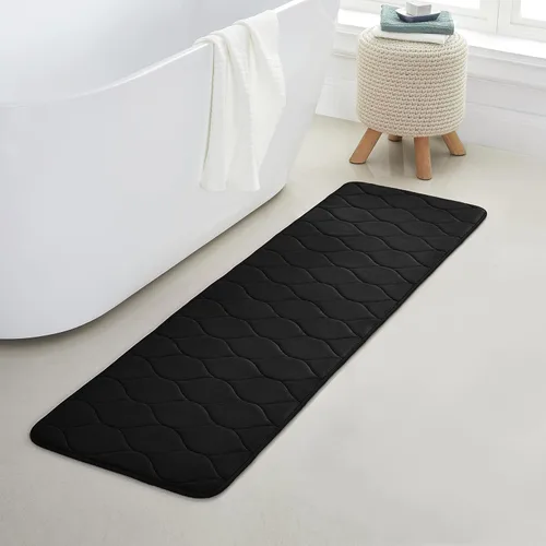 Miniatura 47 de Yafa Home Fashion 1 alfombra de baño de 17 x 24 pulgadas, espuma viscoelástica, absorbente de agua y antideslizante, color negro
