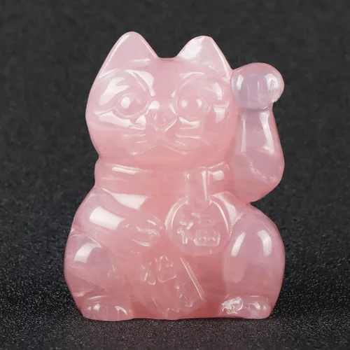 Miniatura 11 de Artistone Figura coleccionable de cristal de jaspe rojo Maneki Neko Money Feng Shui Fortune Lucky Cat Escultura de piedras preciosas para atraer