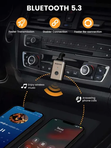 Miniatura 3 de MaedHawk Receptor de audio inalámbrico Bluetooth 5.3 portátil, adaptador giratorio de 0.138 in para altavoz estéreo de coche, auriculares con cable