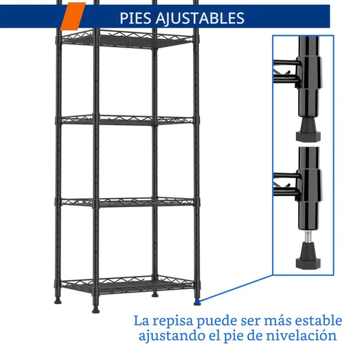 Miniatura 8 de REGILLER Estantería de alambre de acero de 6 niveles, unidad de almacenamiento con estantes ajustables para lavandería, baño, cocina, despensa, Negro