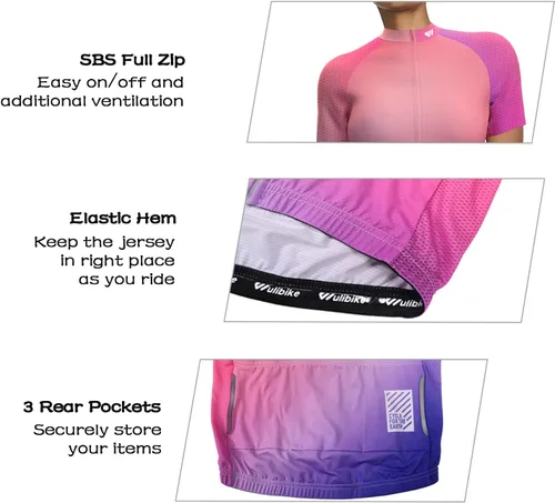 Miniatura 3 de Wulibike Maillot de ciclismo para mujer, manga larga, con bolsillos