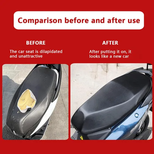 Miniatura 3 de Funda de asiento de motocicleta, protector universal de asiento de motocicleta, cojín elástico de piel sintética impermeable, cubierta completa