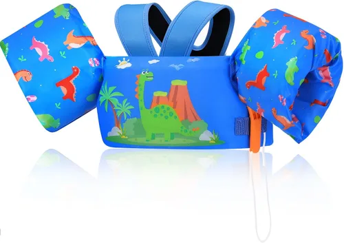 Miniatura 32 de Moko Banda de natación para niños de 20-30-50 libras, bonito chaleco de natación de dibujos animados para niños pequeños, flotadores de piscina