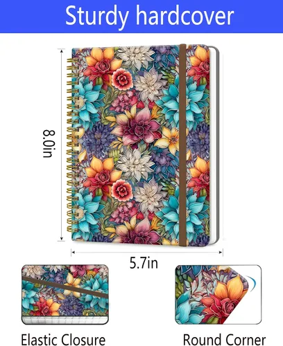Miniatura 6 de Cuaderno de Diario en Espiral, Cuadernos Lindos A5 para Mujeres y Hombres, Cuaderno de Tapa Dura con Rayas Universitarias para Trabajo y Toma
