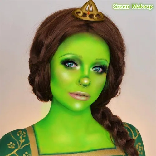 Miniatura 7 de Go Ho Barra de pintura facial verde claro, accesorios verdes, pintura corporal crema a base de agua, lavable, altamente pigmentada, suave y segura