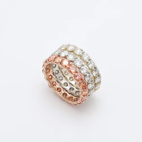 Miniatura 7 de Anillo de boda de eternidad de oro amarillo de 14 quilates con diamantes cultivados en laboratorio (2.50 cttw, color I-J, claridad VS2-SI1), Metal