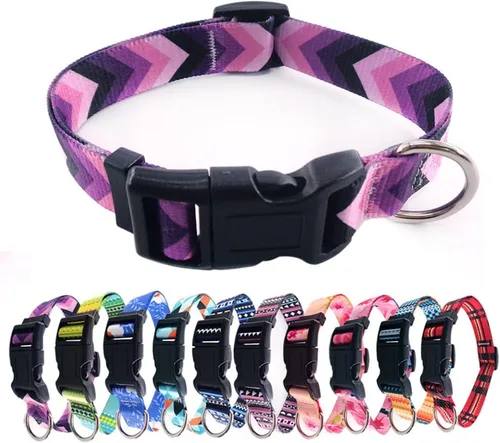 Miniatura 9 de Love Dream Collar de perro resistente con hebilla de liberación rápida ajustable con patrones geométricos florales para perros pequeños, medianos